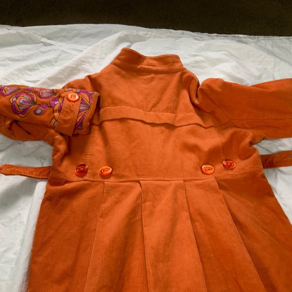 Boho Embroidered Orange Corduroy Coat by KanaBeach Women’s 12 - Picture 11 of 16